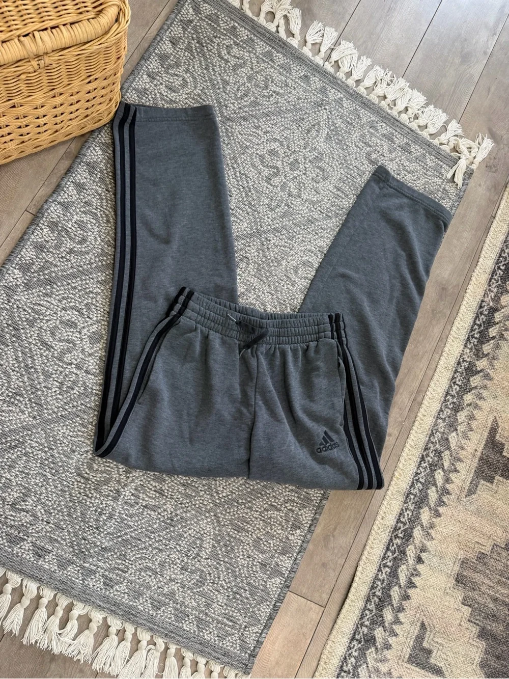 adidas Charcoal Gray Men's Joggers with Black Side Stripes Small *Flawed*